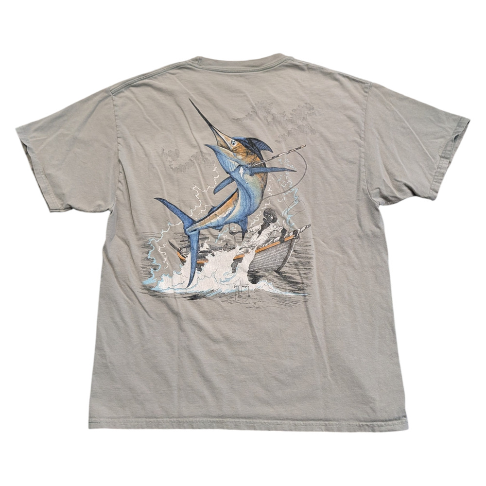 2010 Guy Harvey SwordFish and Fisherman in Row Boat Short Sleeve T shirt